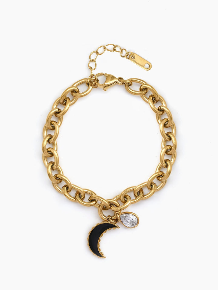 Meeza Diamond Charms 18K Gold Plated Chain Bracelet