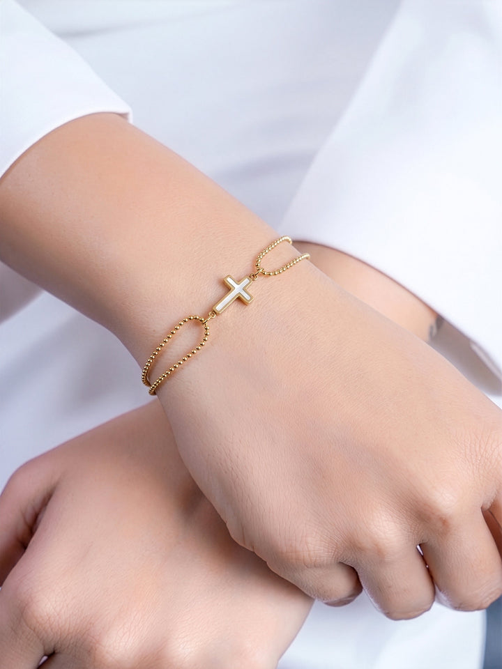 Monira Cross 18K Gold Plated Chain Bracelet