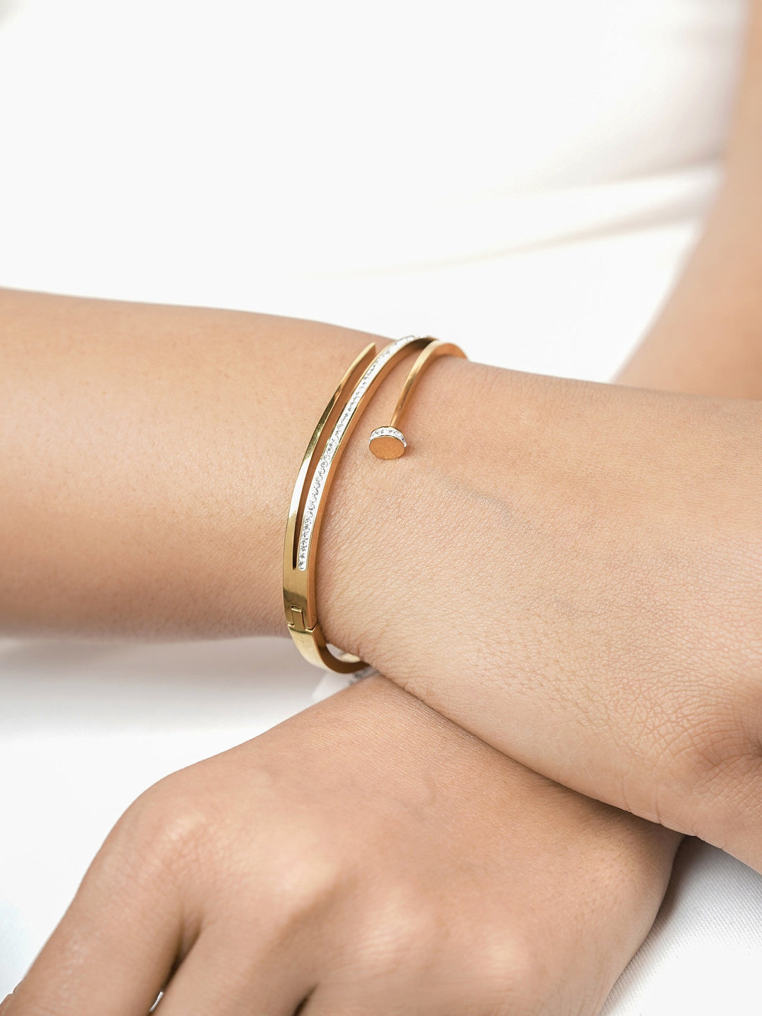 Nail Studded 18K Gold Plated Bracelet