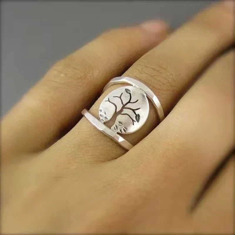 Adjustable Tree of Life Ring in Sterling Silver