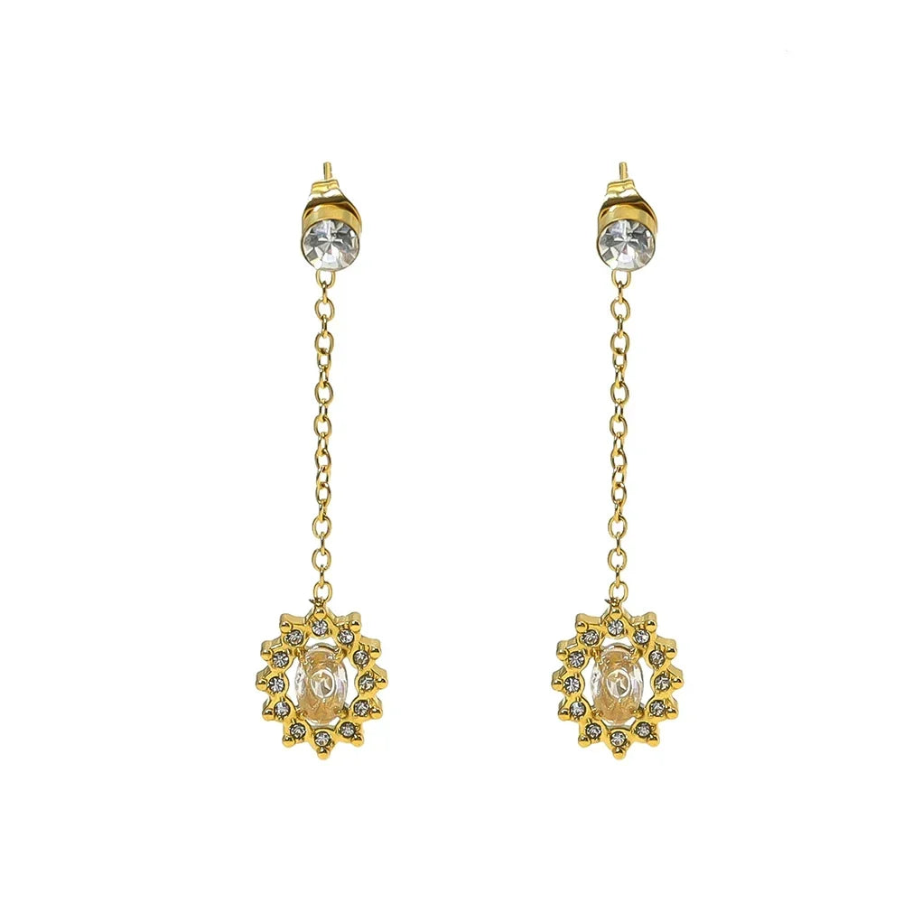 Crystal Medallion Drop Earrings