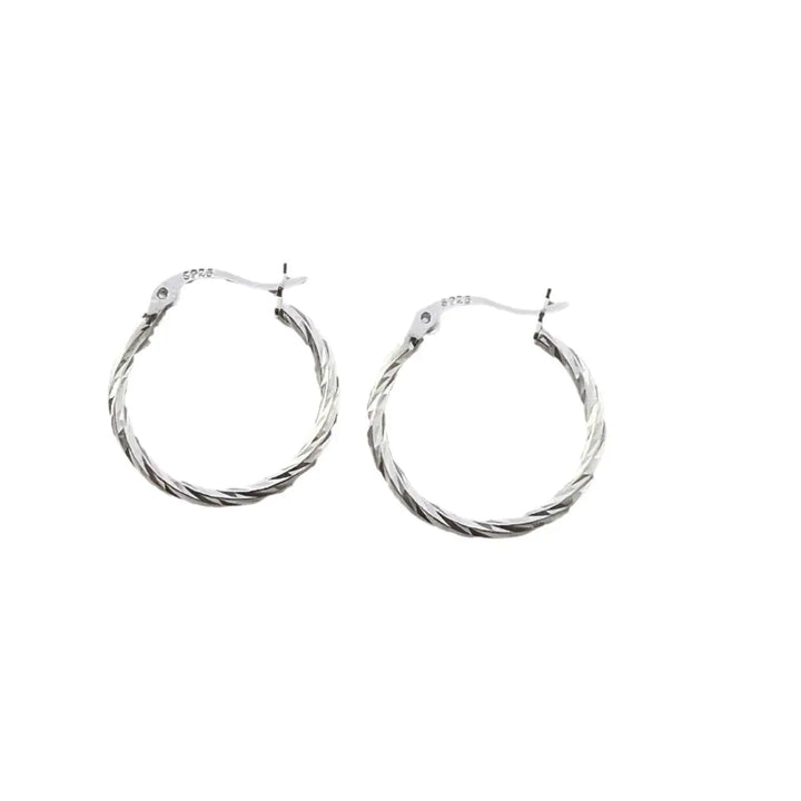 Twisted Hoop Silver Earrings