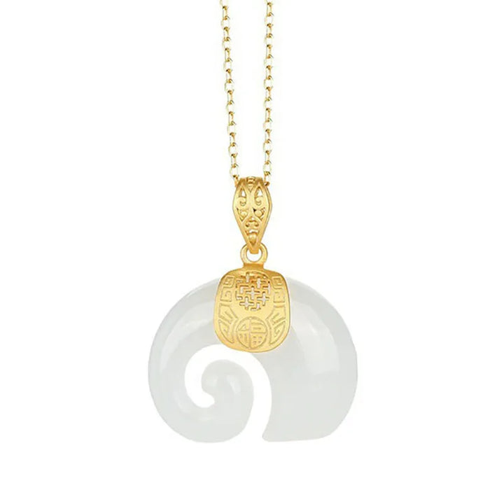 Hetian Jade Elephant Pendant Necklace â€“ 18K Gold Plated Chain for Women