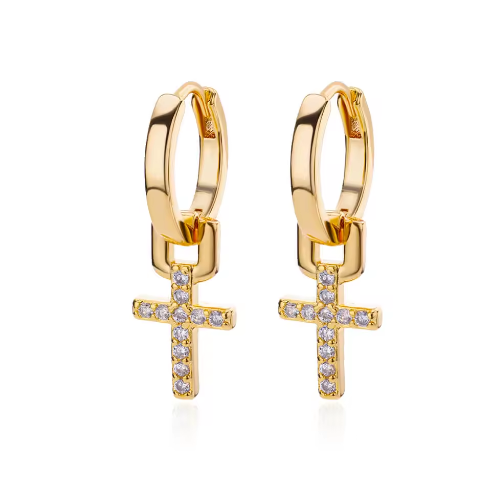 Dainty Cross Drop Earrings