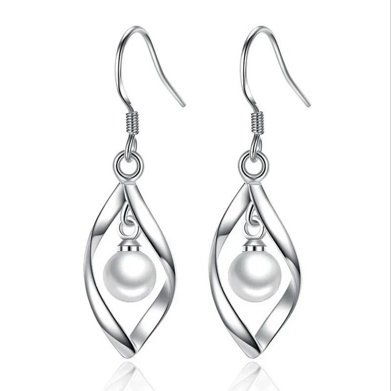 Pearl Hoop Dangle Earrings