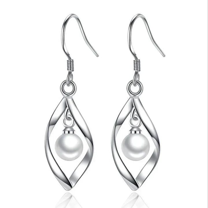 Pearl Hoop Dangle Earrings