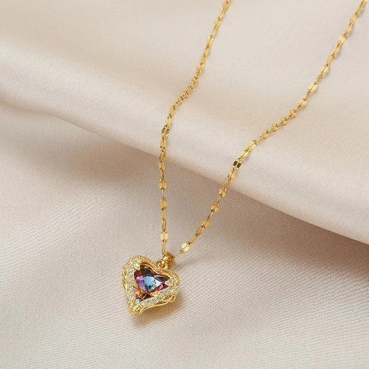 Crystal Ocean Heart Pendant Necklace