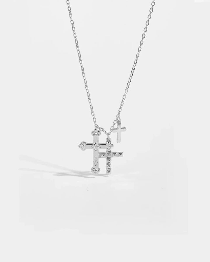 Necklace with Three Cross-Shaped Pendants (Gold Plated)
