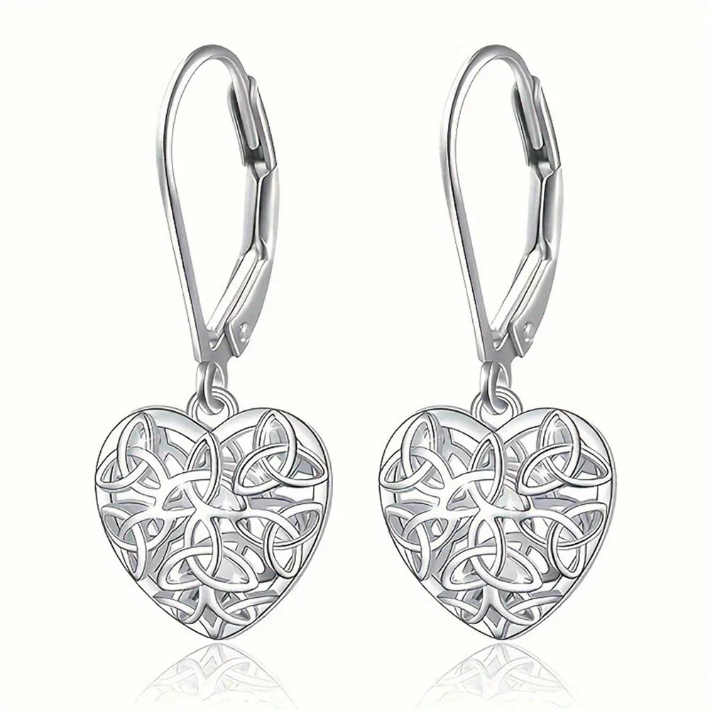 Silver Hollow Heart Earrings
