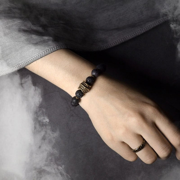 Haakon | Handmade Black Lava & Copper Bracelet