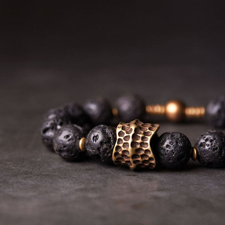 Haakon | Handmade Black Lava & Copper Bracelet