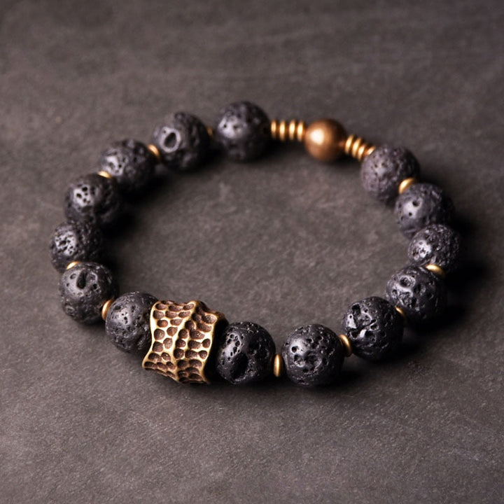 Haakon | Handmade Black Lava & Copper Bracelet