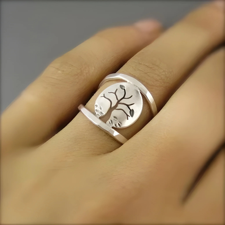 Adjustable Tree of Life Ring in Sterling Silver