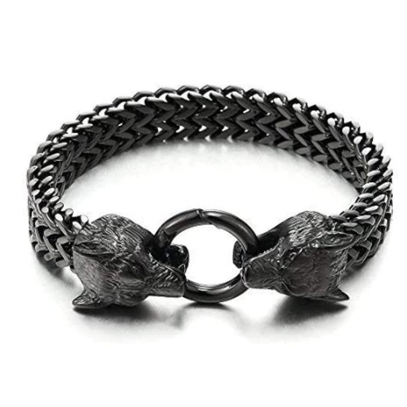 Wolf Head Viking Titanium Steel Strengthen Bracelet