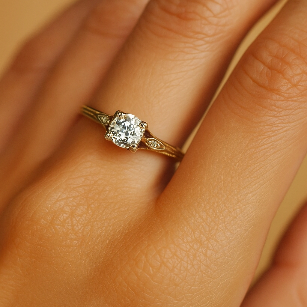 Vintage Zirconia Fine Gold Ring