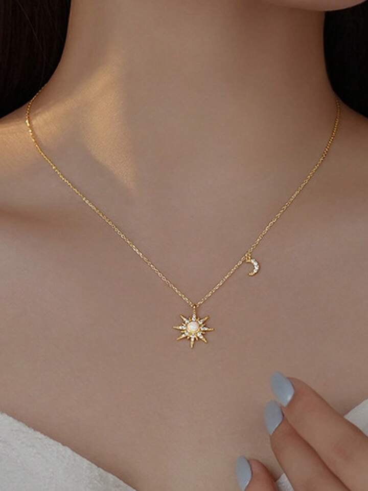 Hearts Are Linked Moon And Star Necklace
