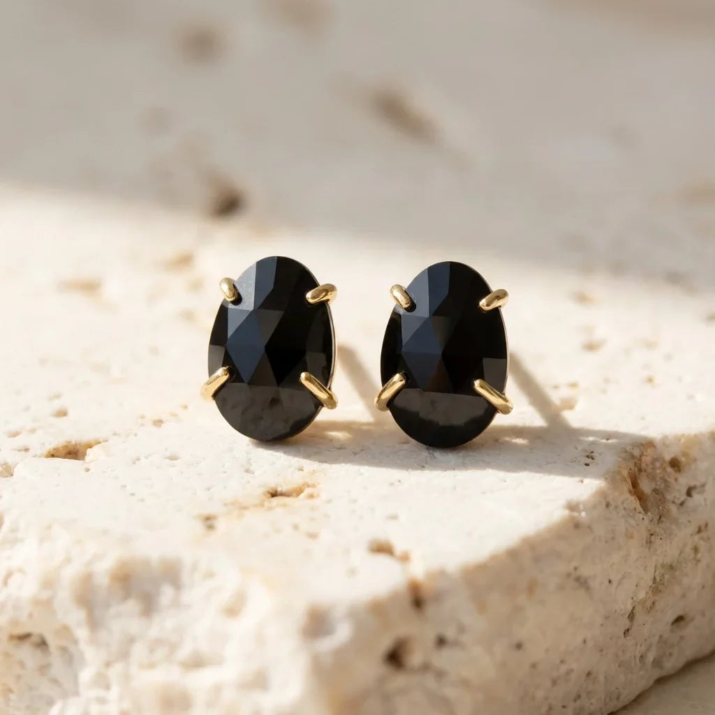 Powerful Black Onyx Stud Earrings