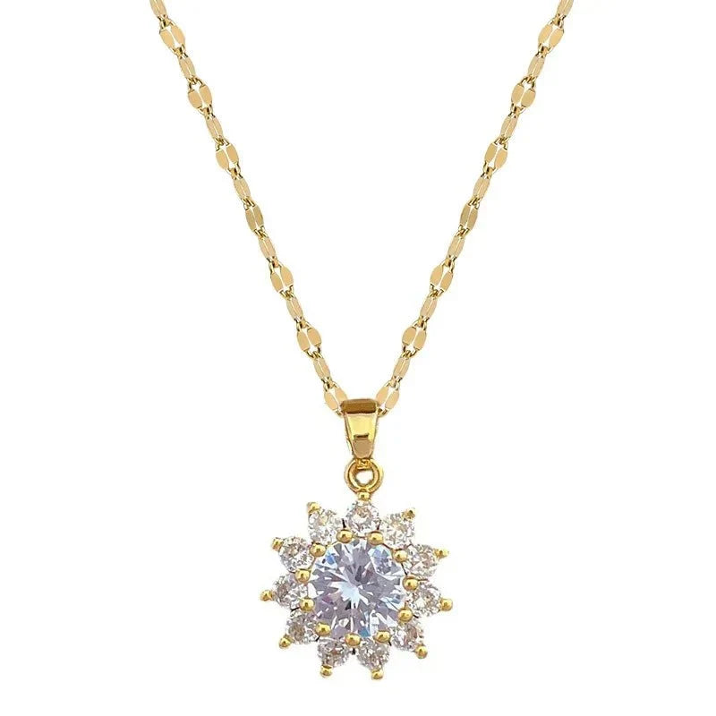 Dazzling Sunflower Floral Necklace and Earrings