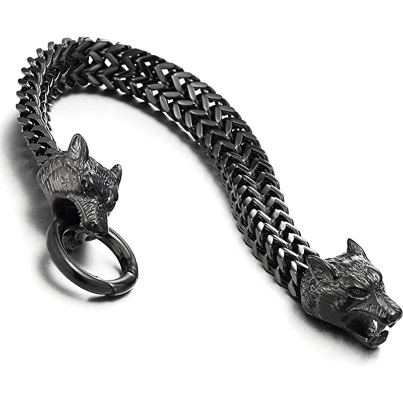 Wolf Head Viking Titanium Steel Strengthen Bracelet