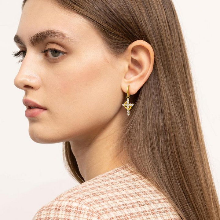 Crown Cross Earrings