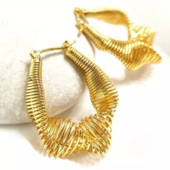 Golden French Style Wavy Earrings
