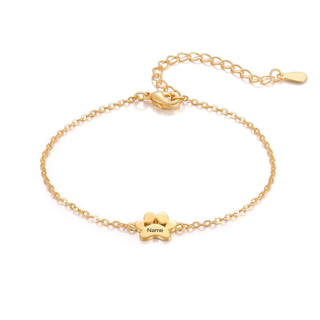 Custom Engraved Paw Print Bracelet