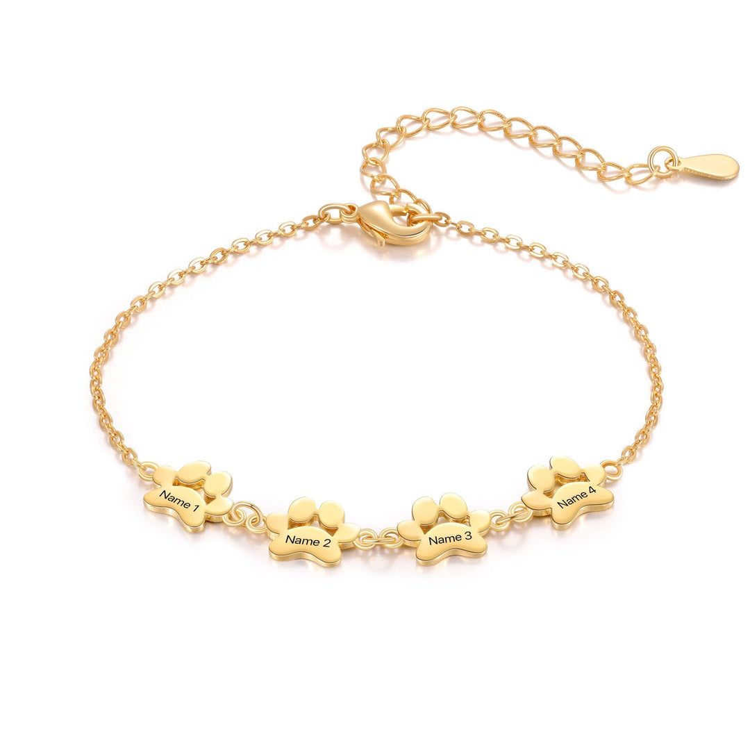 Custom Engraved Paw Print Bracelet