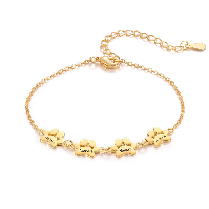 Custom Engraved Paw Print Bracelet