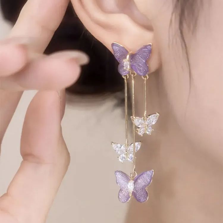 Purple Butterfly Earrings
