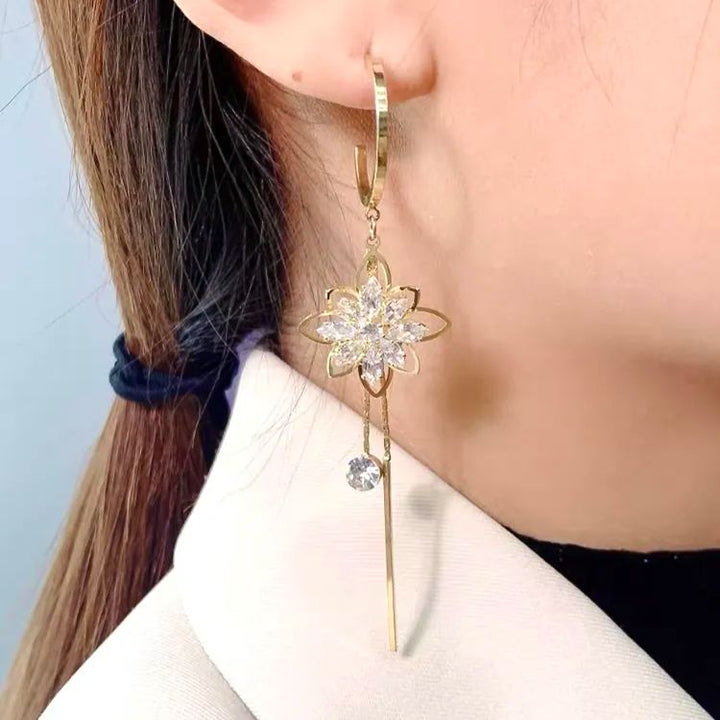 Shiny Lotus Tassel Earrings