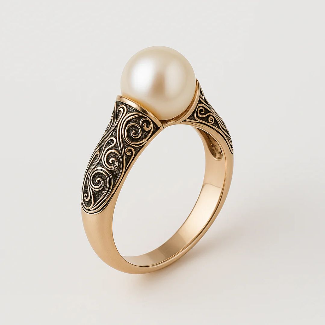 Vintage Pearl Golden Ring