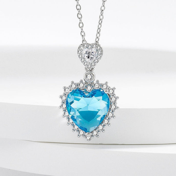 Aquamarine Heart Jewelry Set | Silver