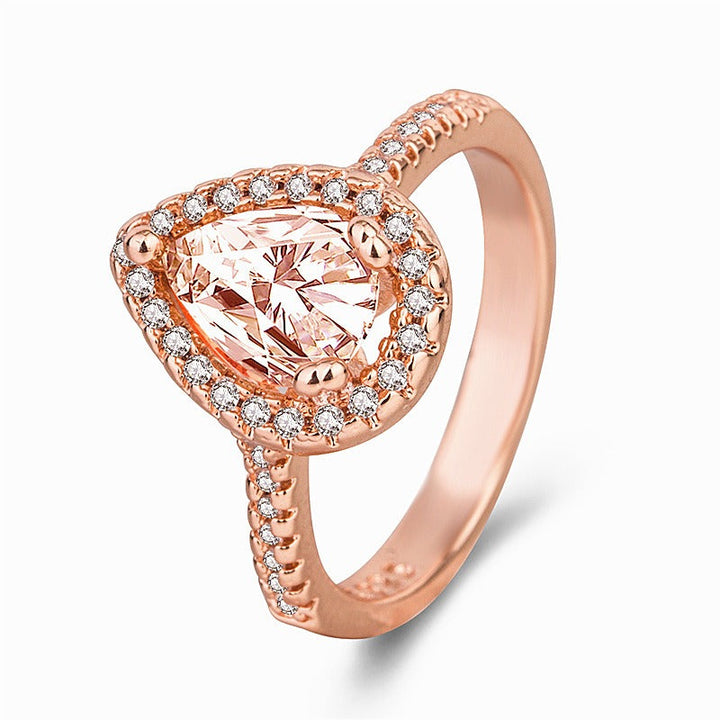 Crystal Teardrop Ring | Rose Gold