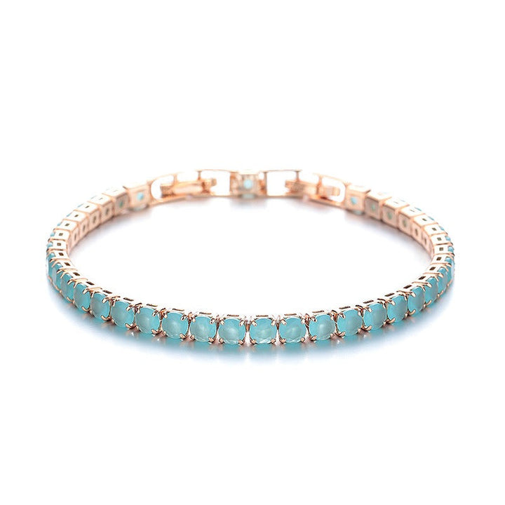 Elegant Mist Blue Crystal Bracelet | Gold
