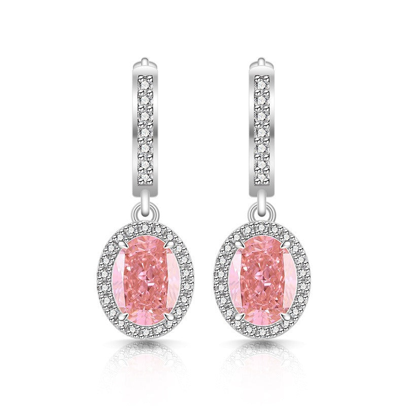 Crystal Oval Earrings | Silver