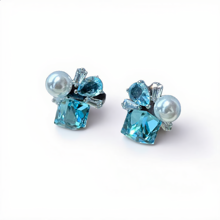 Luxury Pearl and Aquamarine Earrings | Silver