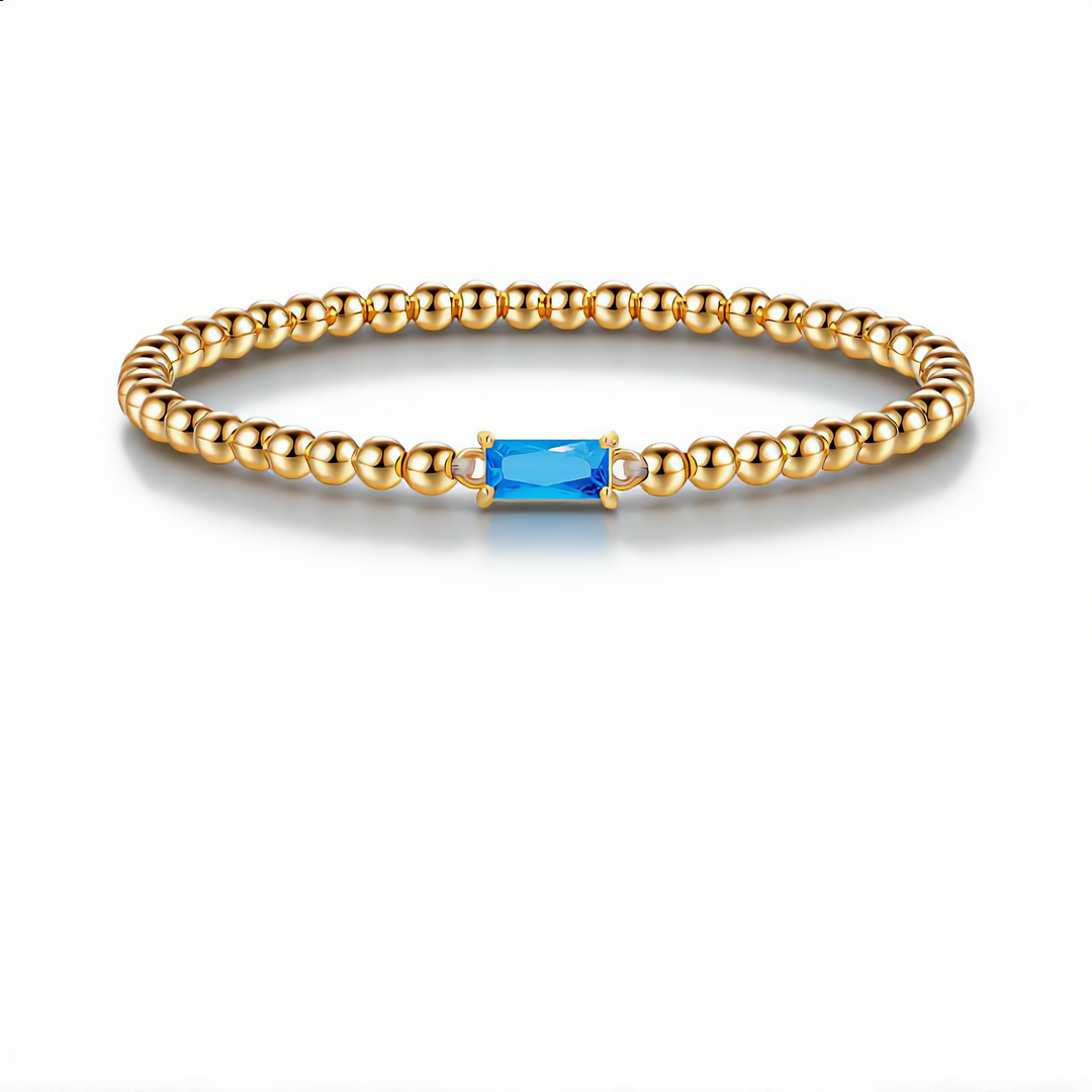 Luxury Bead Bracelet with Crystal | Gold