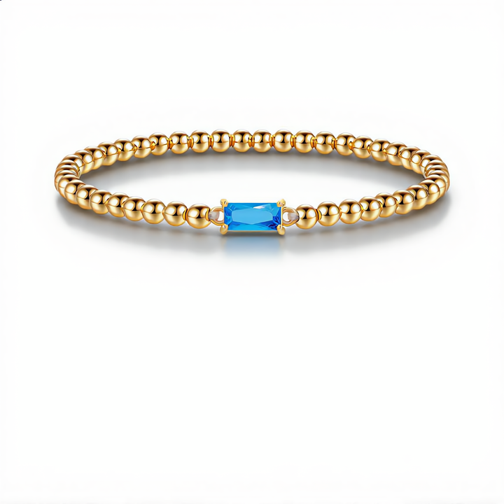Luxury Bead Bracelet with Crystal | Gold