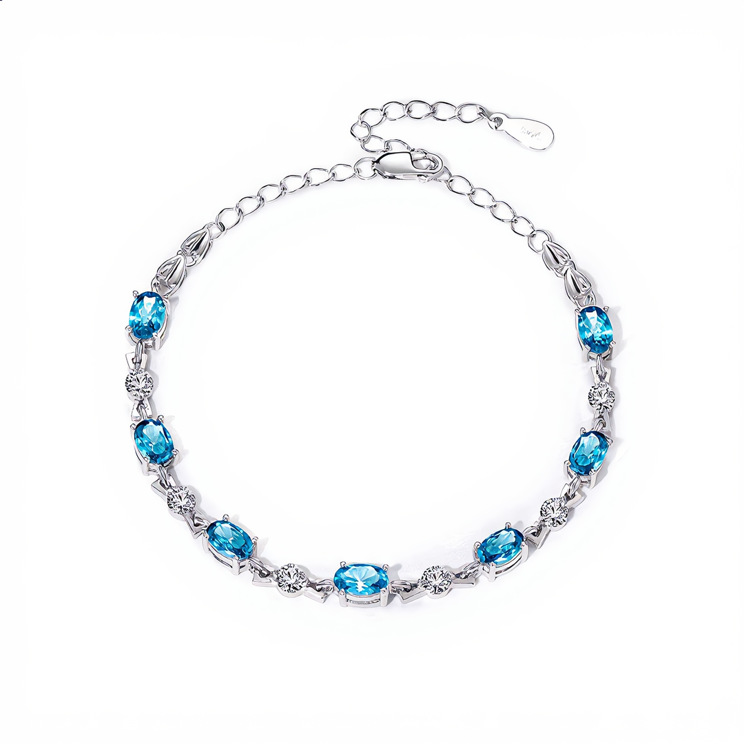 Luxury Blue Gemstone Bracelet | Silver
