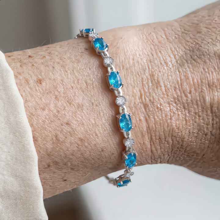 Luxury Blue Gemstone Bracelet | Silver