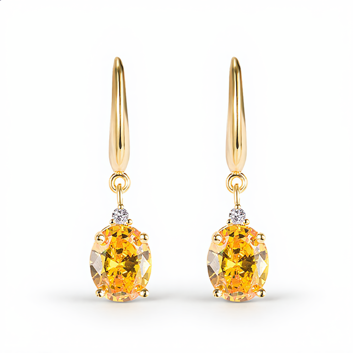 Elegant Golden Crystal Drop Earrings | Gold
