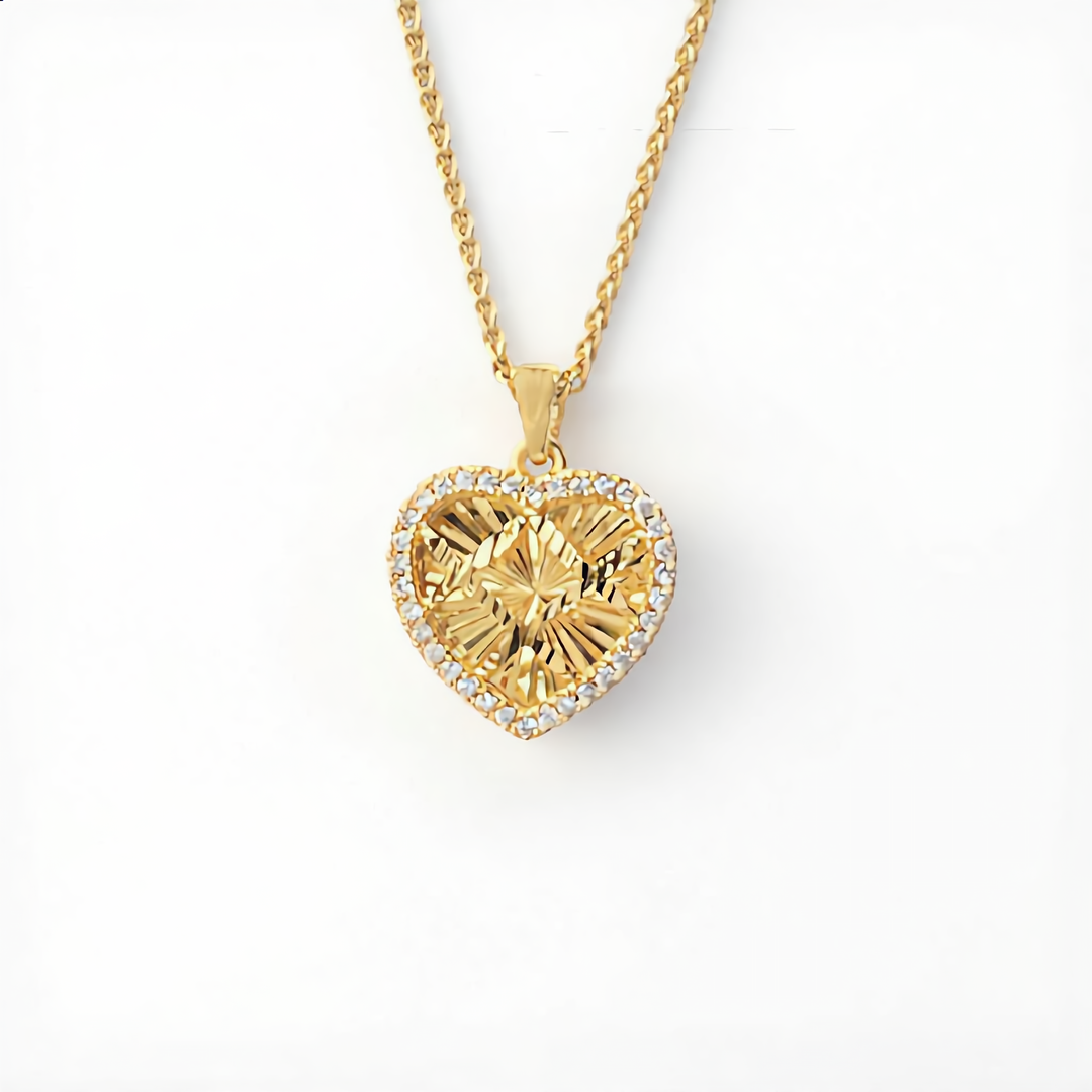 Radiant Heart Crystal Necklace | Gold