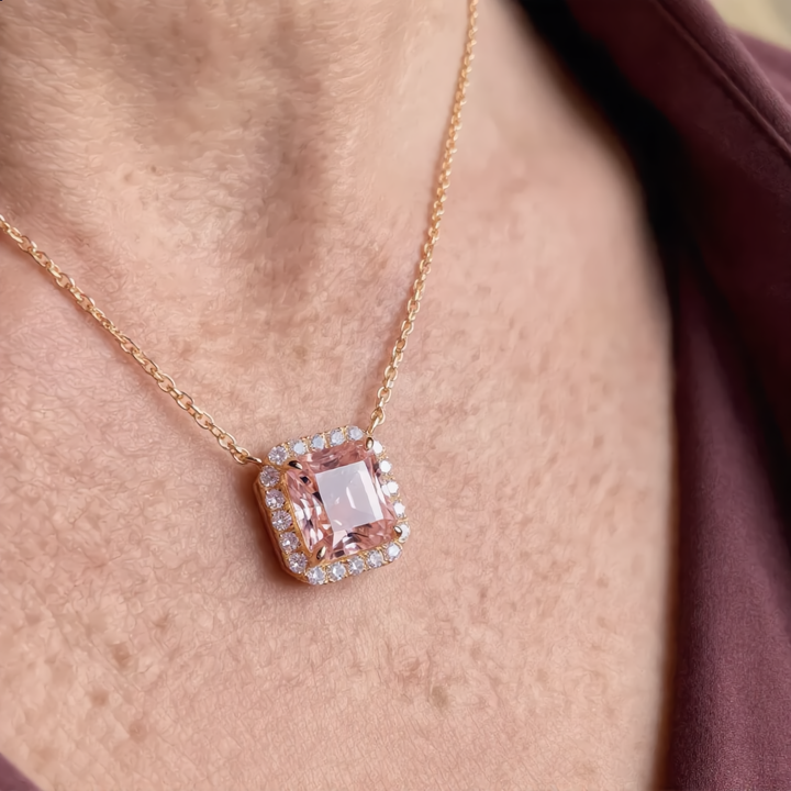 Crystal Square Necklace | Gold