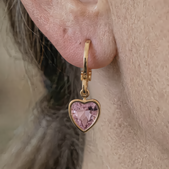 Crystal Heart Earrings | Gold