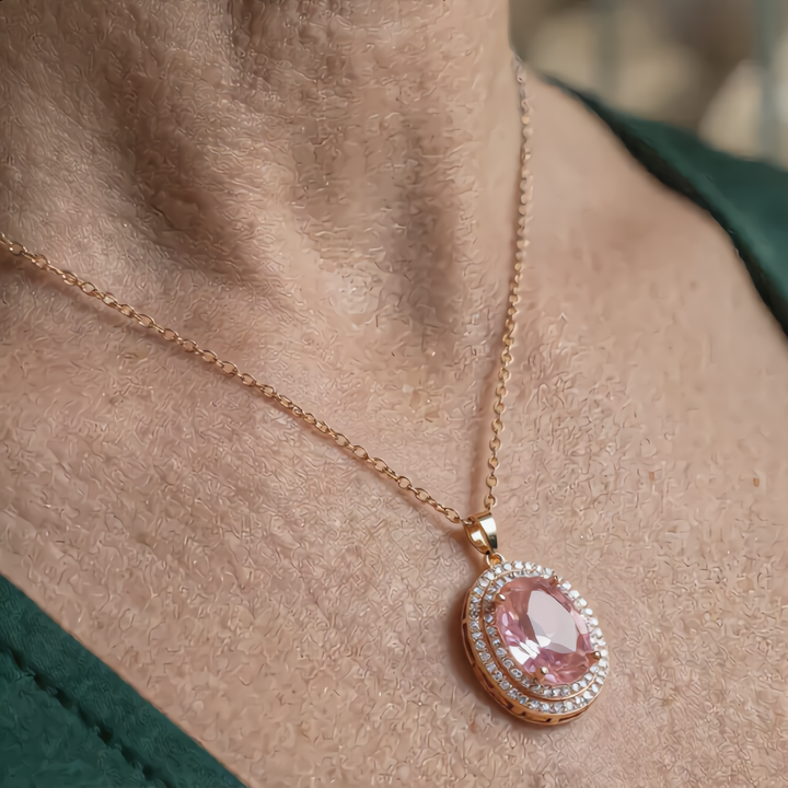 Gemstone Oval Necklace | Gold