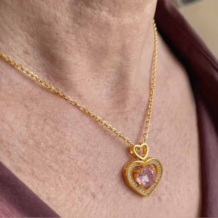 Crystal Heart Necklace | Gold