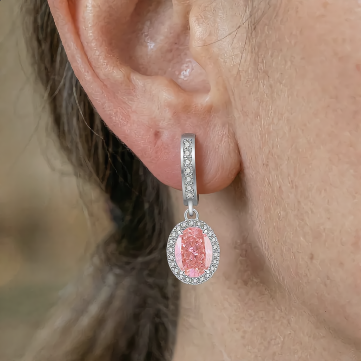 Crystal Oval Earrings | Silver
