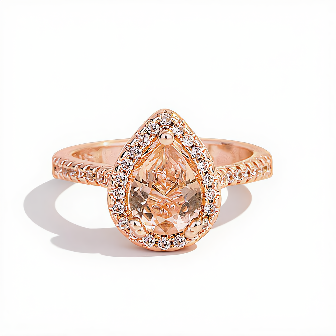 Crystal Teardrop Ring | Rose Gold