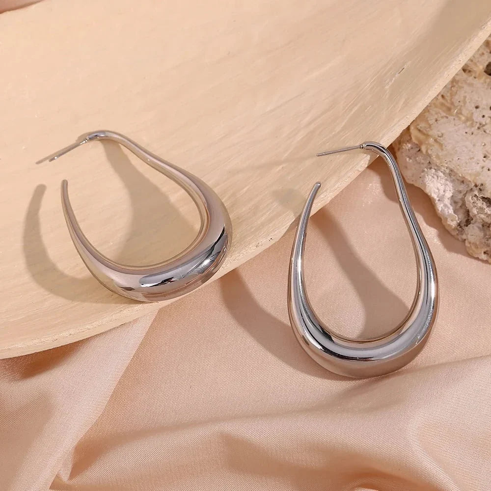 Pear Outlined Hoop Earrings