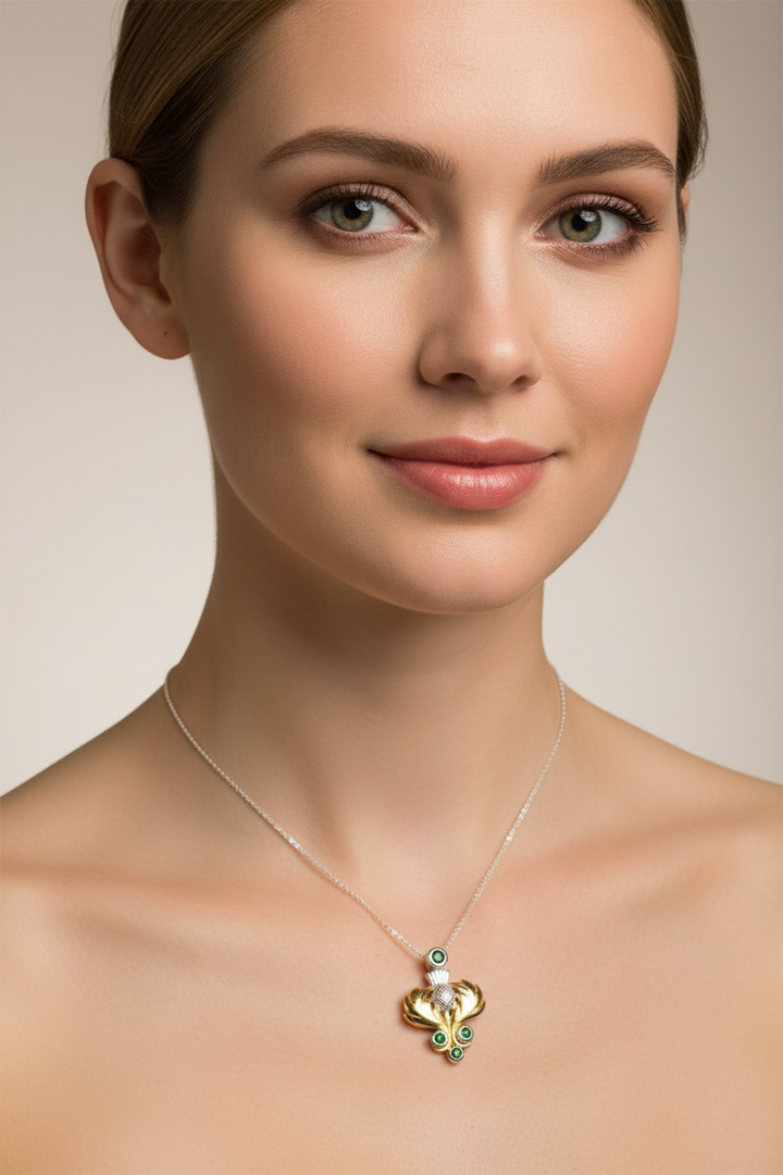 Aberdeenshire Scottish Thistle Necklace in Sterling Silver